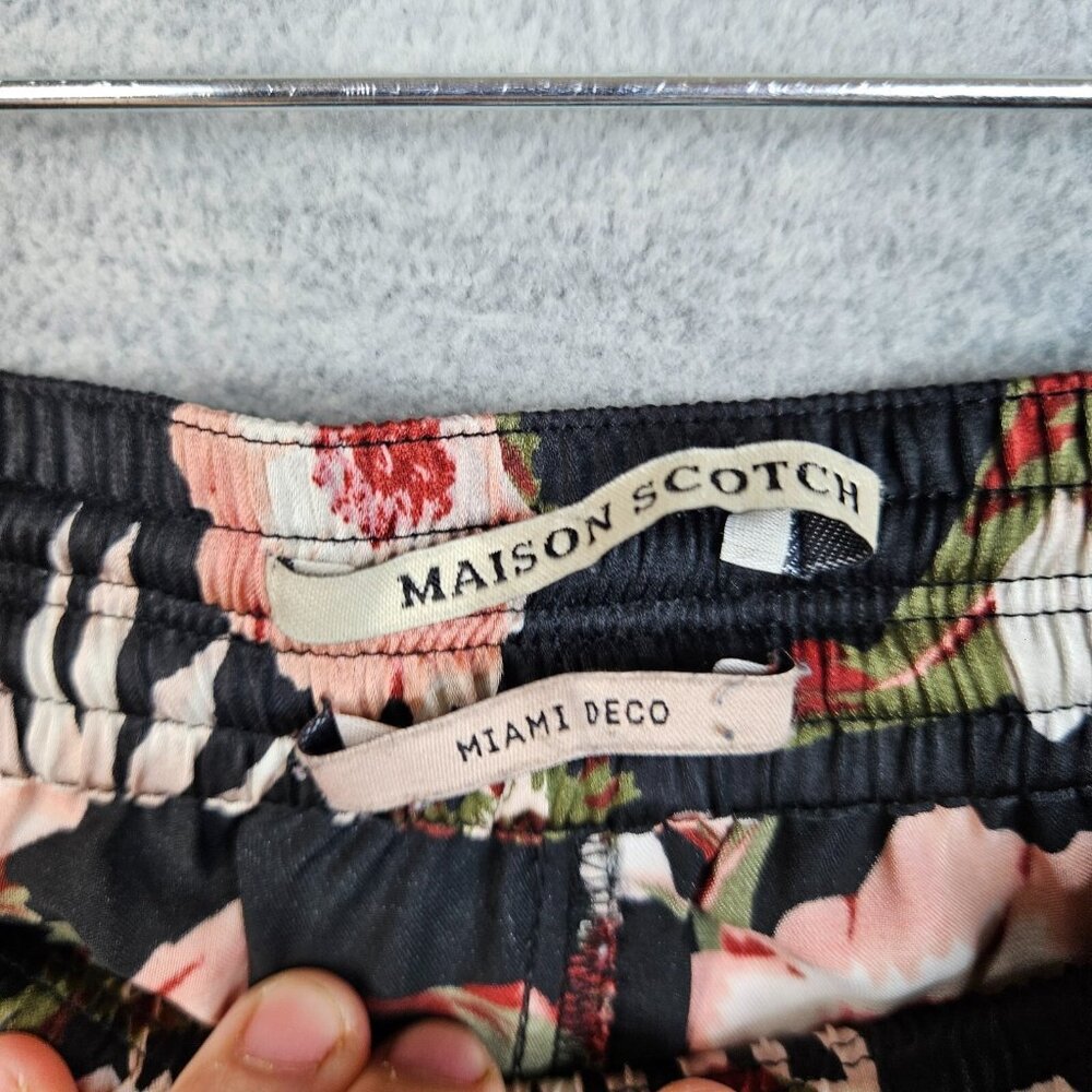 Maison Scotch Miamo Deco Black Floral Printed Pull On Casual Pants Size 3 - Picture 2 of 8